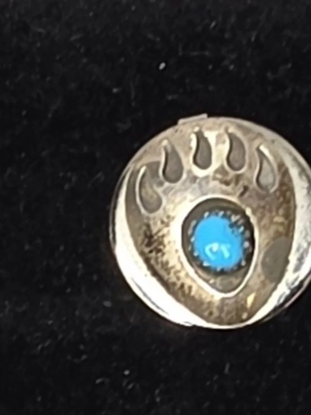 Vintage Sterling Silver Turquoise Bear Paw Button Set(5) - Blue